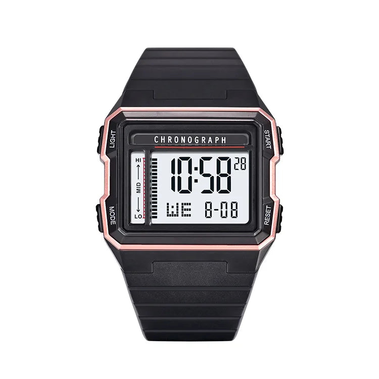 Men's square electronic watch