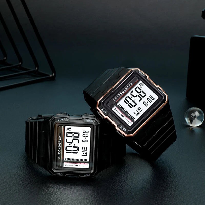 Men's square electronic watch