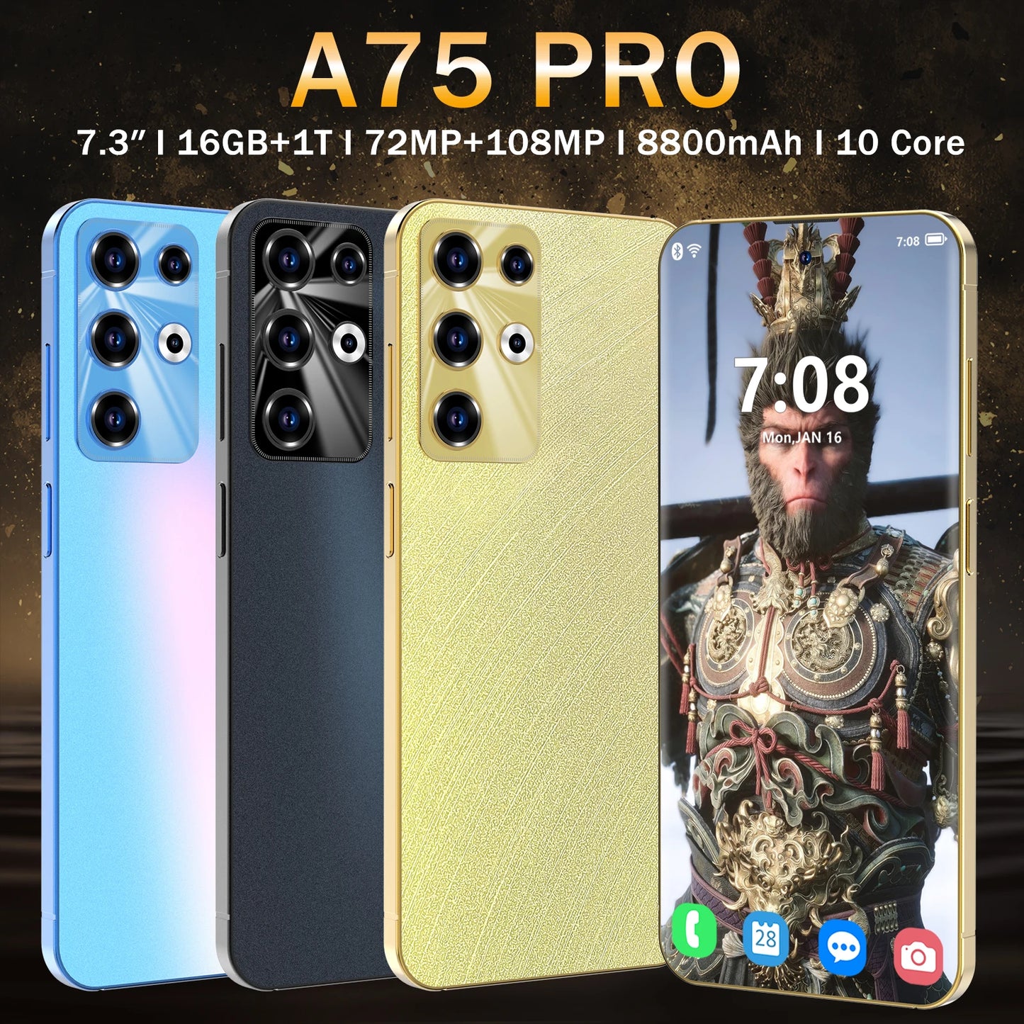 A75 Pro Smartphone 5G, 7.3Inch