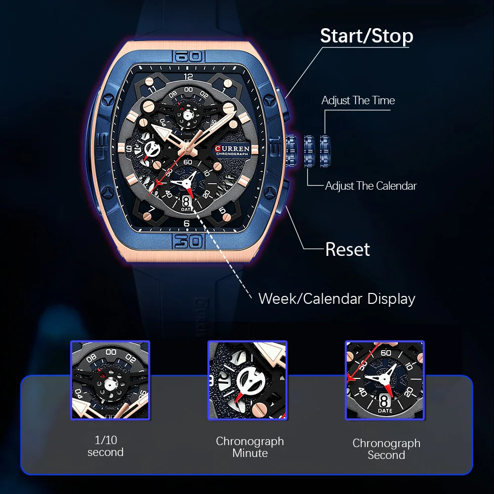 CURREN Watches with Large Dial Casual Quartz