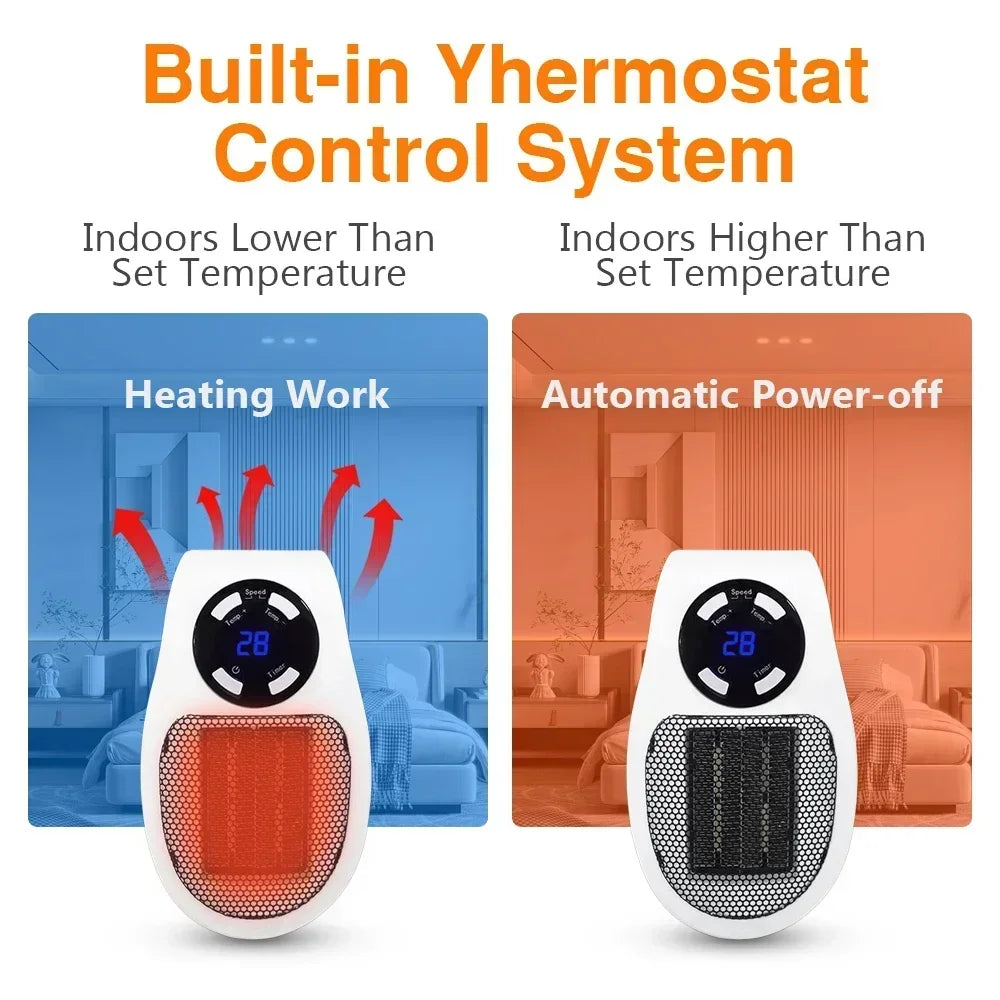 Electric Heater Fan Mini Radiator Remote Warmer Machine 500W