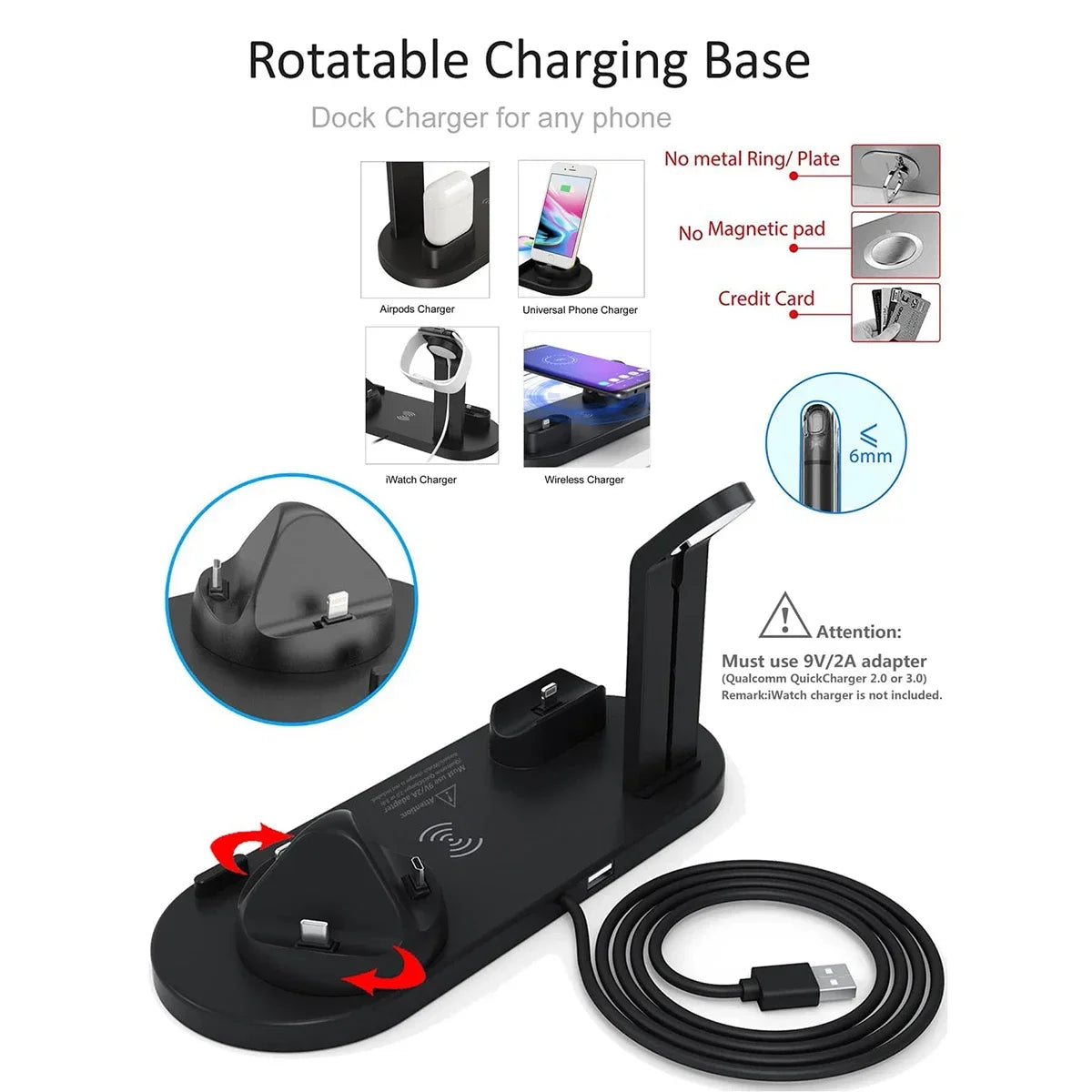 7 In 1 Wireless Charger Stand Pad For iPhones