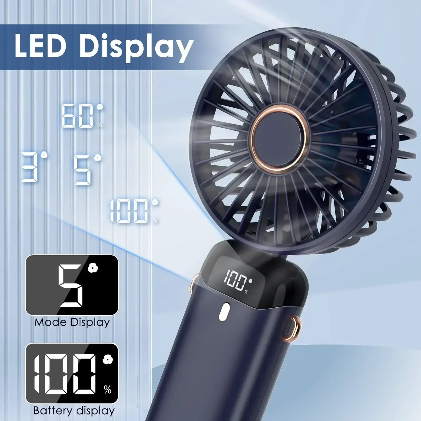 Portable Fan 90° Foldable with LED Digital Display