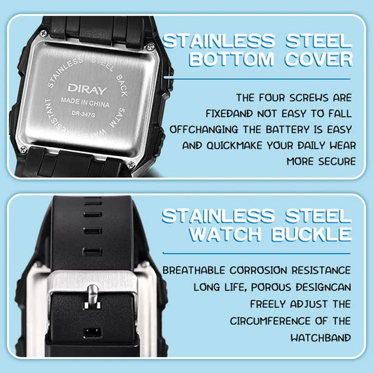 Men's square electronic watch