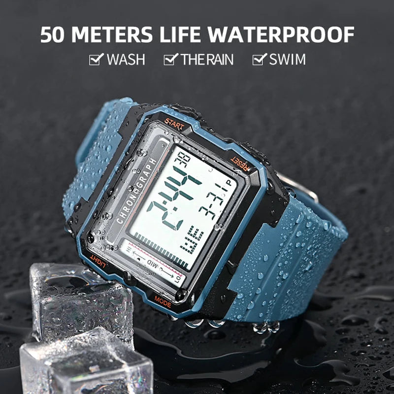 Men's square electronic watch