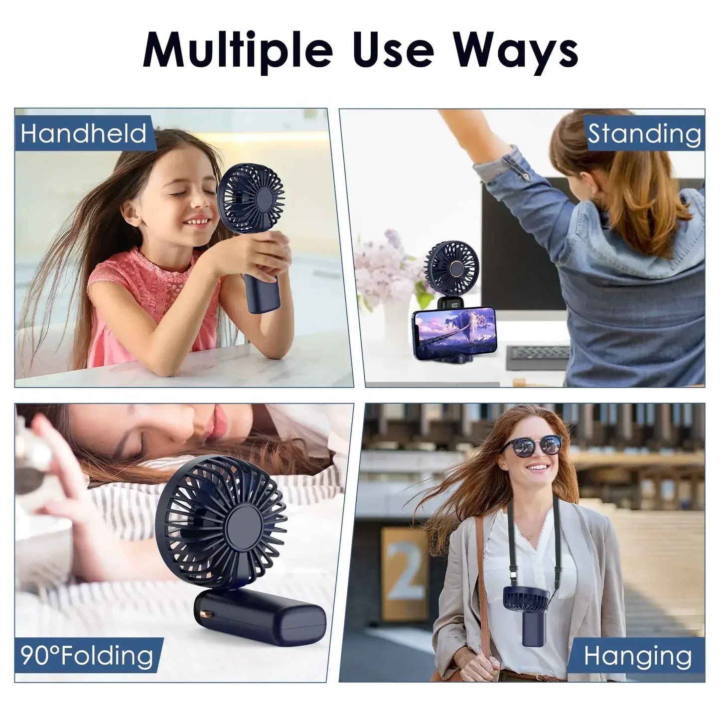 Portable Fan 90° Foldable with LED Digital Display