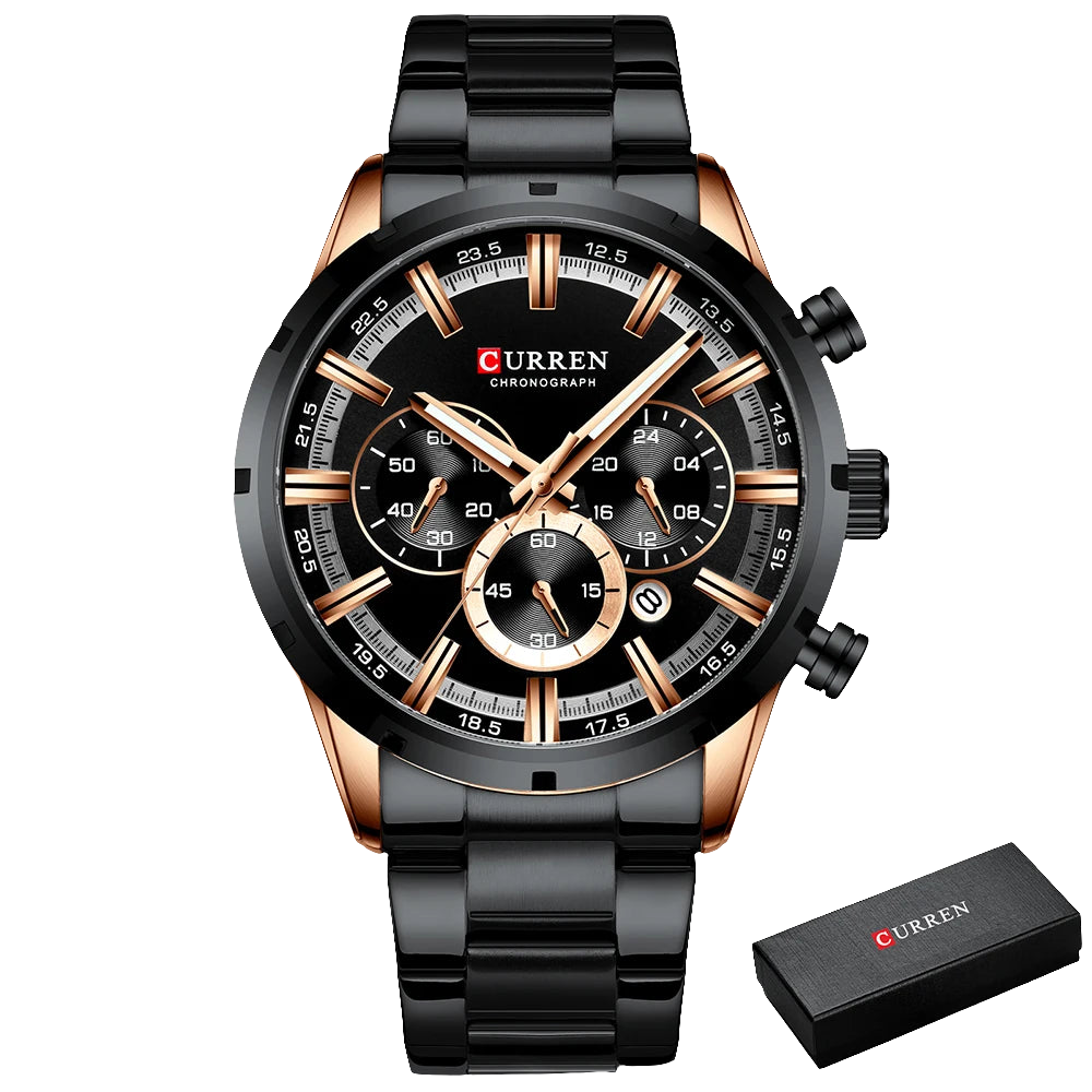 CURREN Chronograph, Silver Blue Mens Stainless Steel