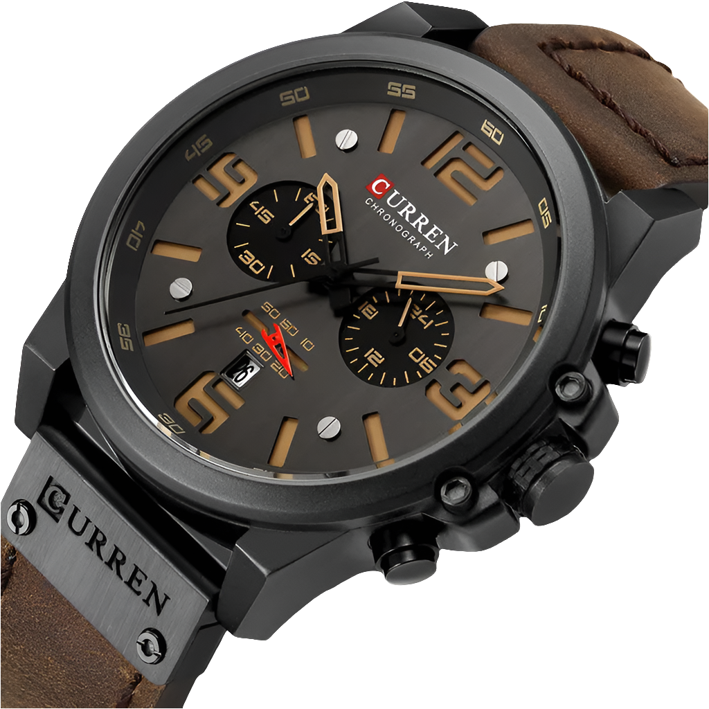 CURREN Chronograph, Classic Black And White Men's Watches