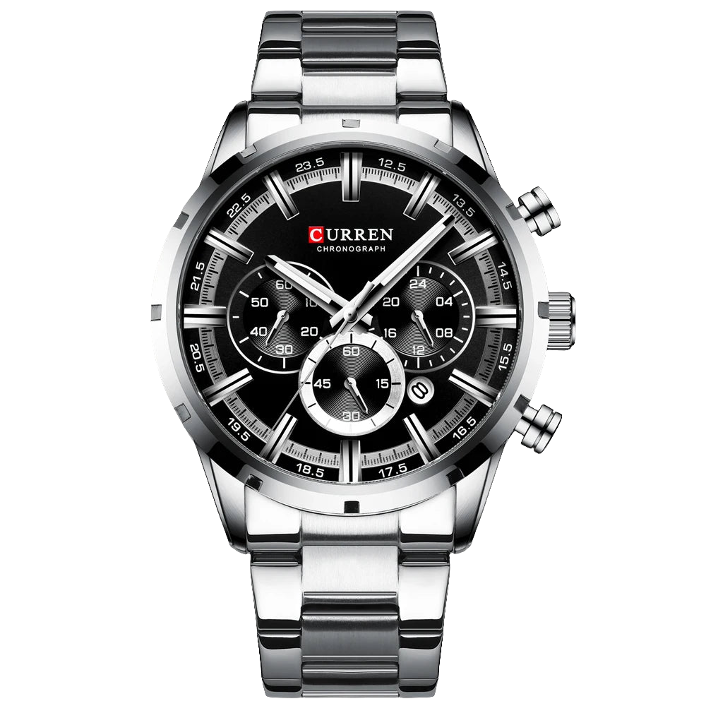 CURREN Chronograph, Silver Blue Mens Stainless Steel