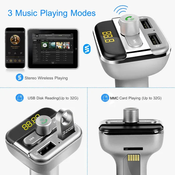 Car Wireless FM Transmitter, 3.4A Dual USB Charger