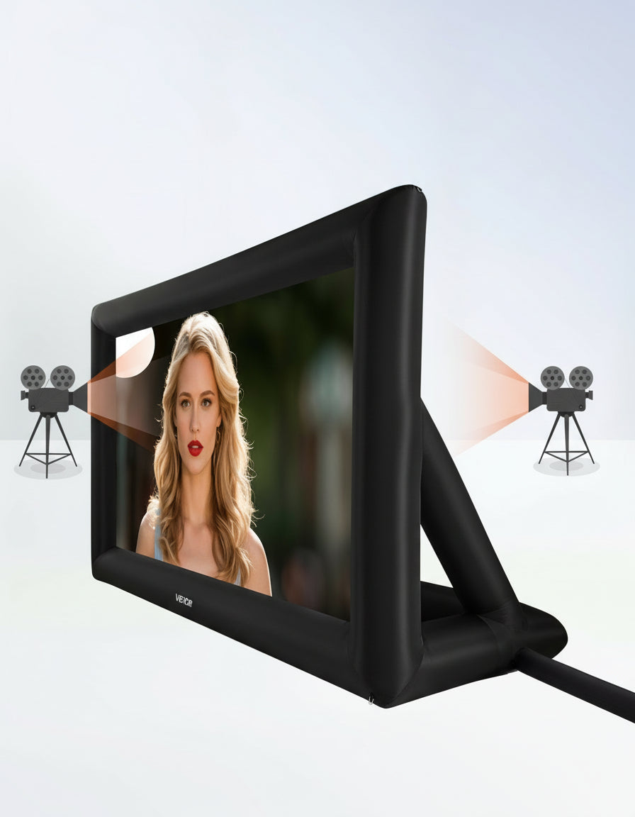 16FT Inflatable Projector Screen, With 250W Air Blower Projector Screen Oxford Fabric Material Blow Up Screen, For Outdoor Backyard, Home Theater, Theme Party