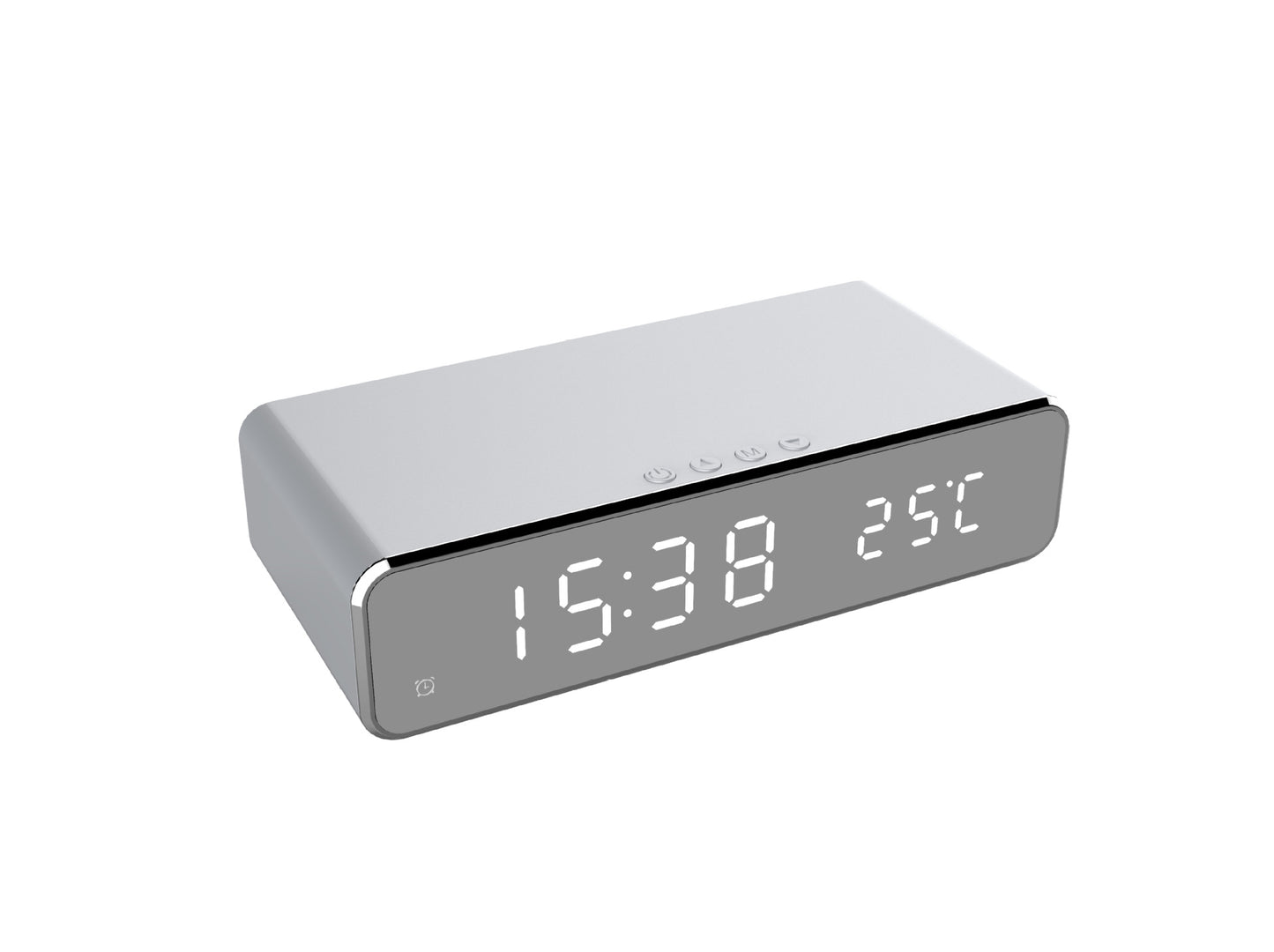 LED Electric Alarm Clock With Wireless Charger, Desktop Digital HD Mirror Clock