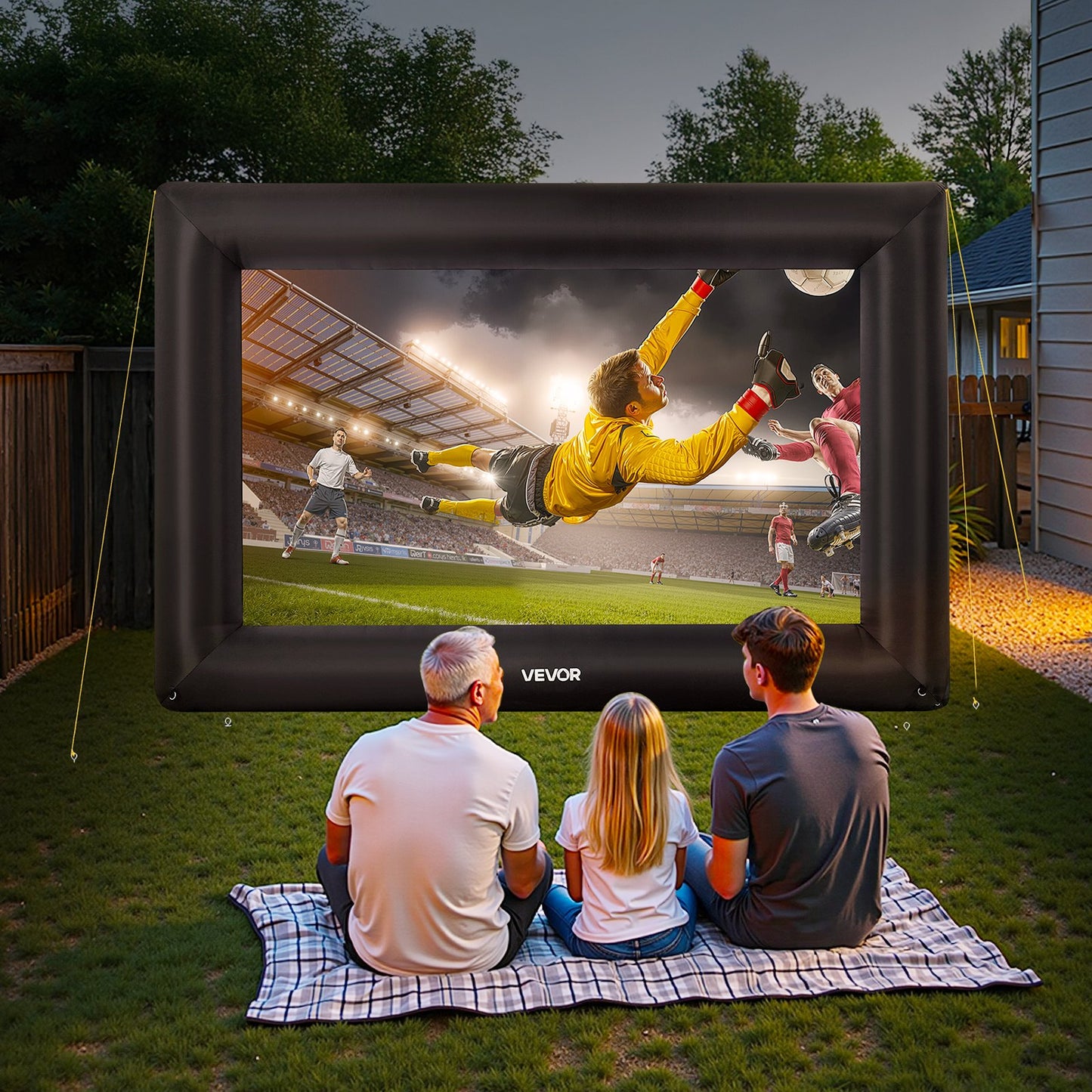 16FT Inflatable Projector Screen, With 250W Air Blower Projector Screen Oxford Fabric Material Blow Up Screen, For Outdoor Backyard, Home Theater, Theme Party
