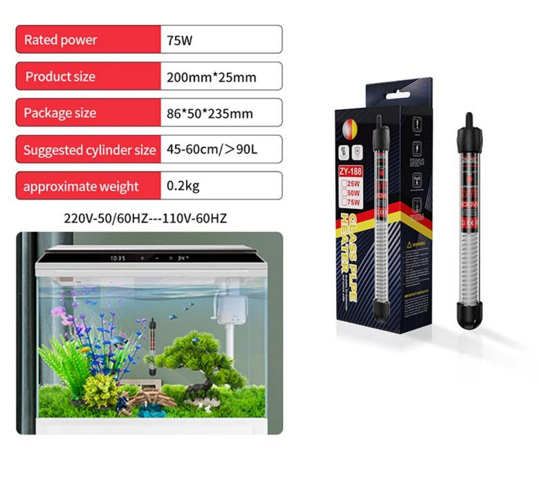 Fish Tank Glass Pipe Heater, The Aquarium Fish Thermostat Quartz Heater