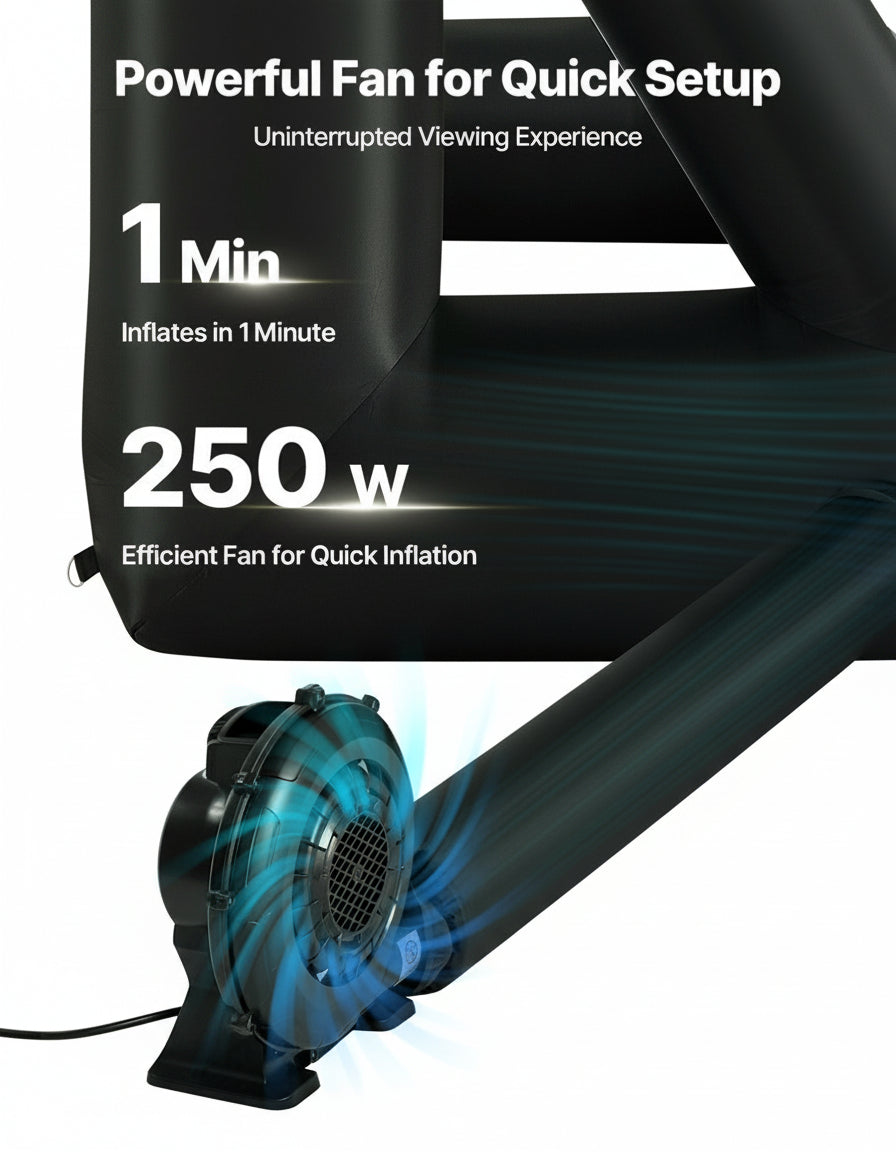 16FT Inflatable Projector Screen, With 250W Air Blower Projector Screen Oxford Fabric Material Blow Up Screen, For Outdoor Backyard, Home Theater, Theme Party