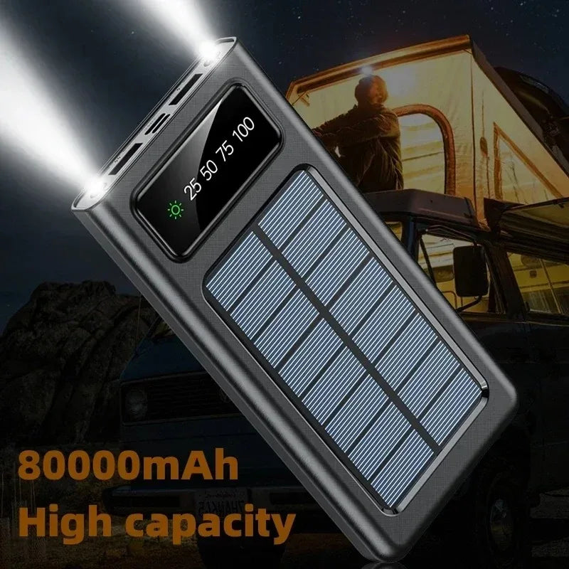 200000mAh Solar Charging Power Bank Comes With Four Wires Suitable