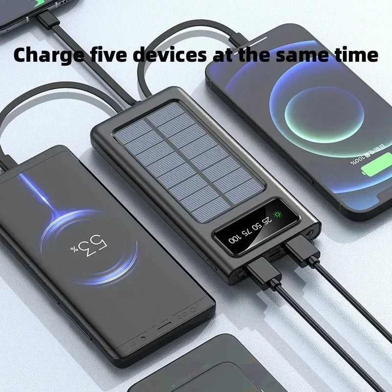 200000mAh Solar Charging Power Bank Comes With Four Wires Suitable