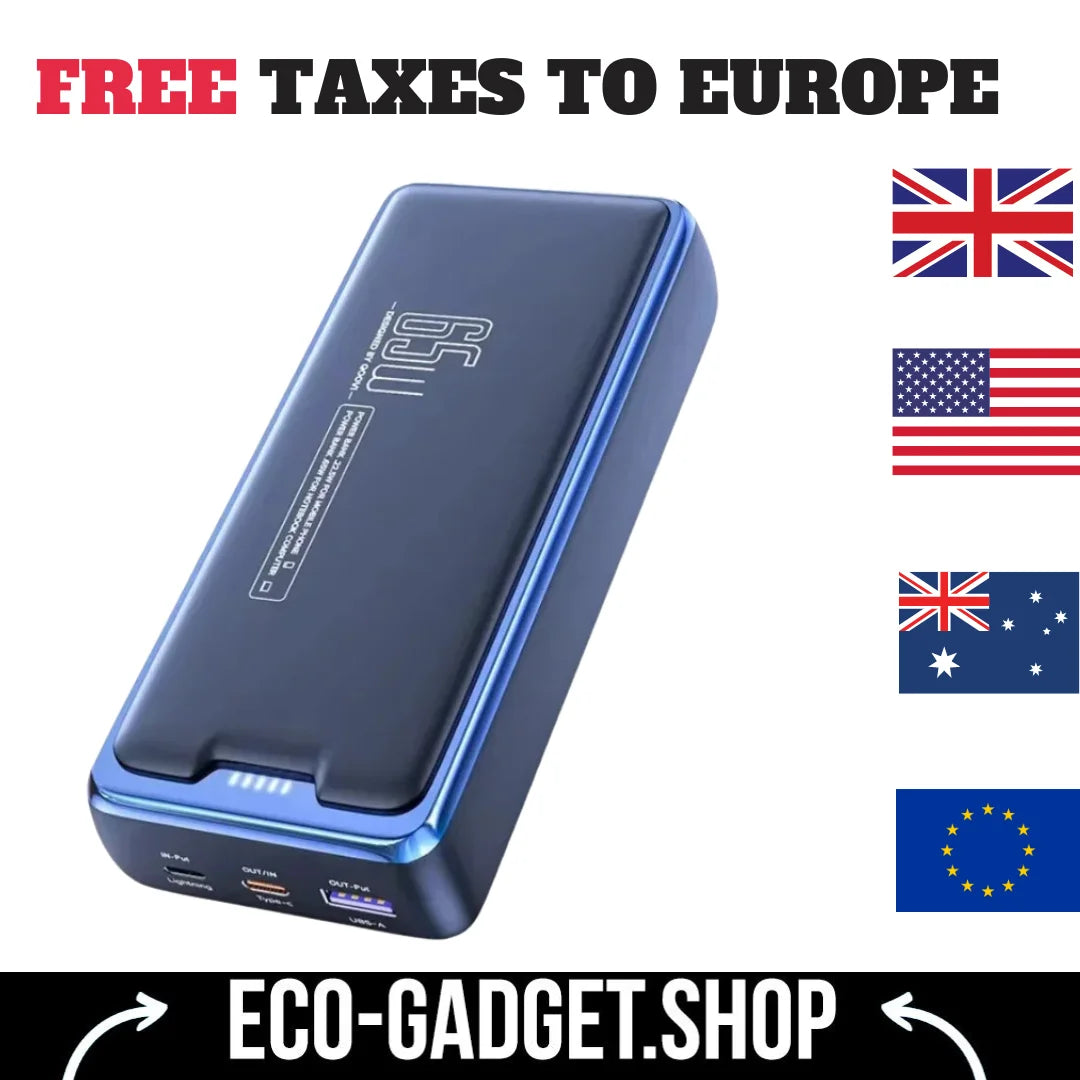 QOOVI Power Bank 30000mAh External Battery Capacity PD 65W