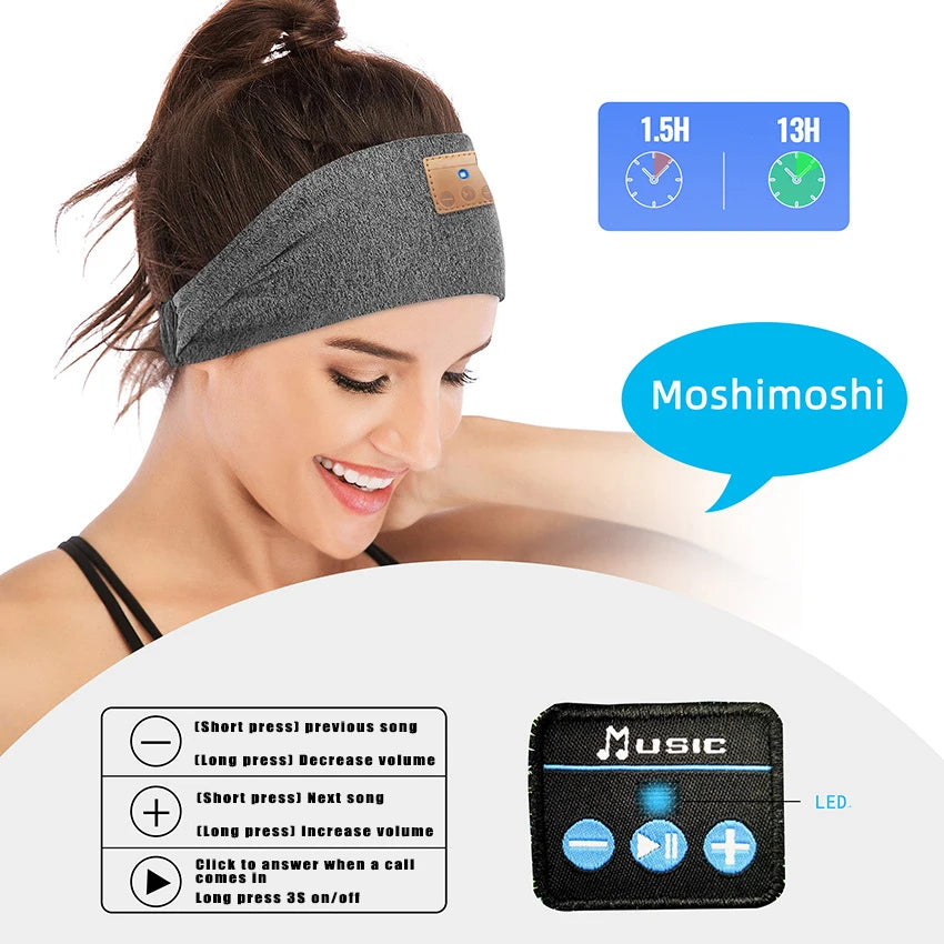 Bluetooth 5.0 Sports Headband Stereo Earphone Music Player with Microphone for Handsfree