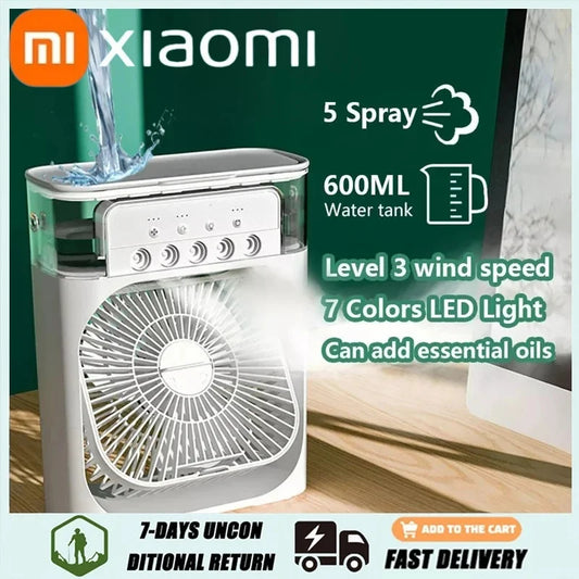 Mini Portable Air Conditioners USB Electric Fan Air Cooler LED Night Light Water Mist Fun 3 In 1 Air Humidifier