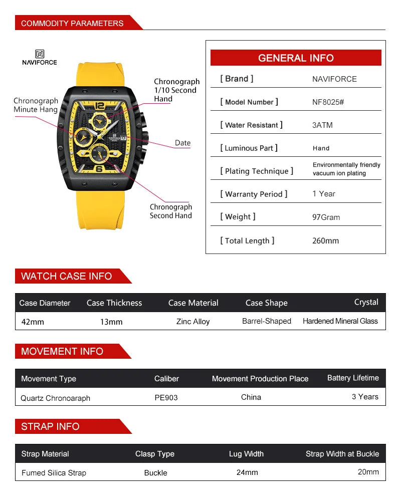 NAVIFORCE Chronograph Original Men's Watches