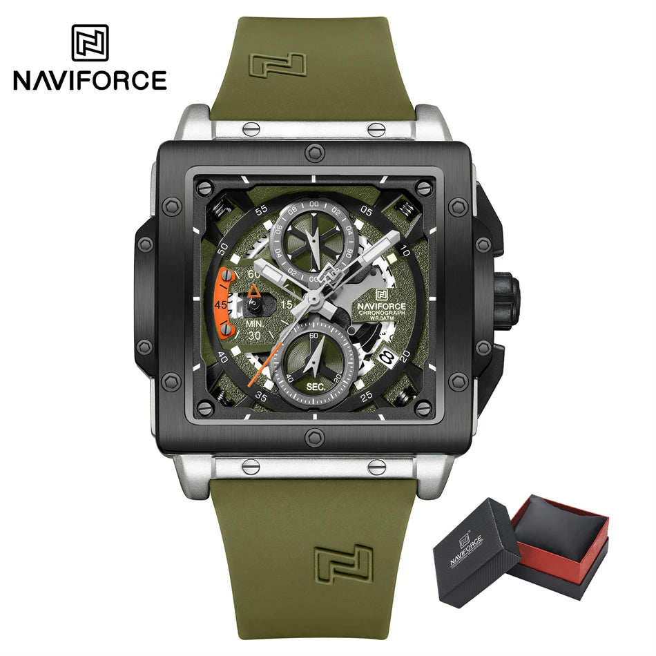 NAVIFORCE Chronograph Men's Casual Square Quartz Watches