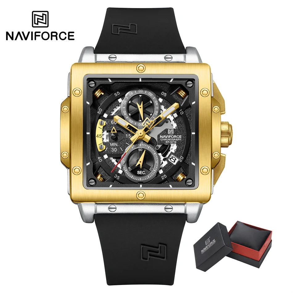 NAVIFORCE Chronograph Men's Casual Square Quartz Watches