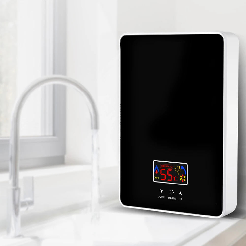 Instant Tankless Electric Water Heater 220V-6000W For Bathroom And Kitchen with LCD Display