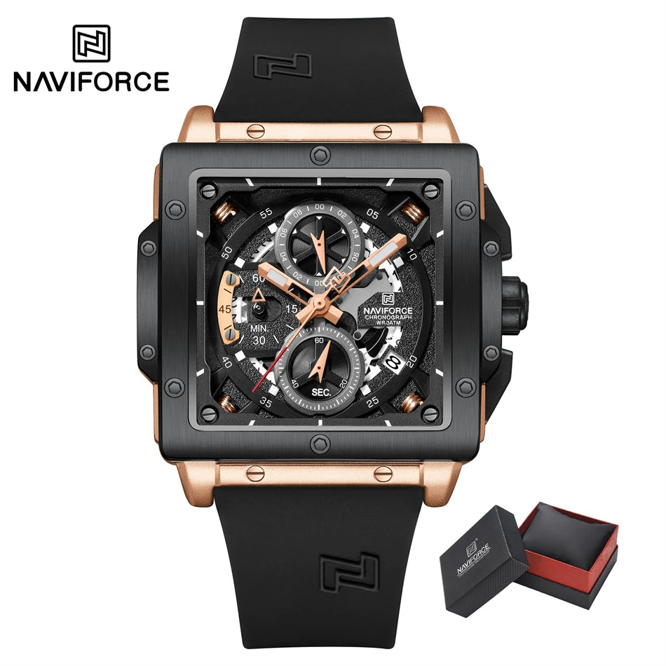 NAVIFORCE Chronograph Men's Casual Square Quartz Watches