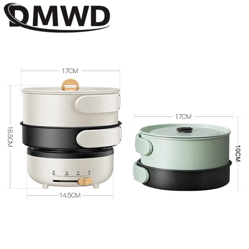 DMWD 220V Multifunction Electric Pot with Folding Handle 1.2L