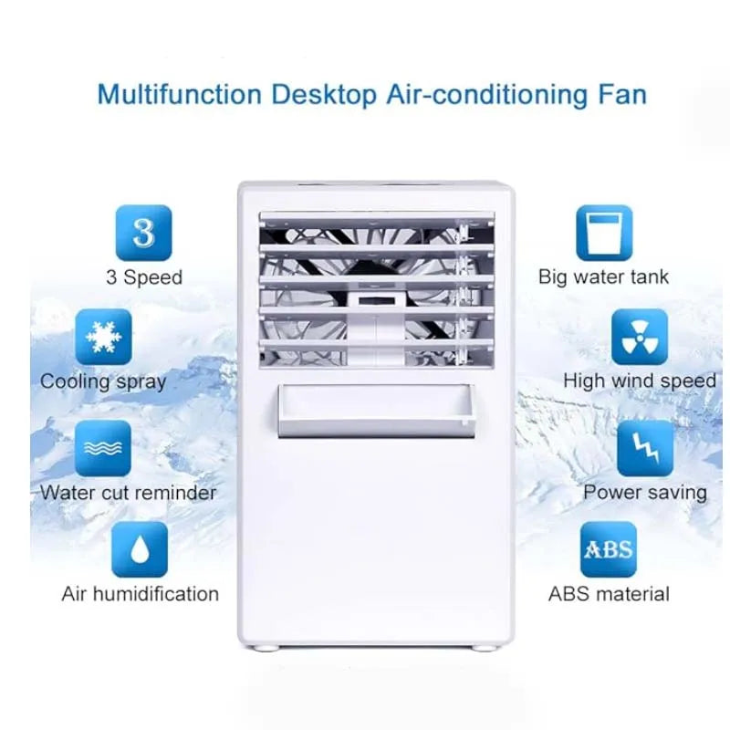 Mini Portable Air Conditioner Fan, 3-in-1 Table Personal Space Cooler Misting