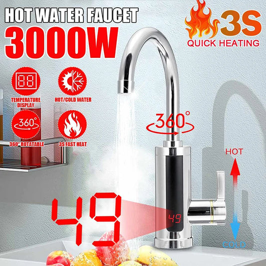 3000W Electric Faucet Water Heater, with LED Digital Display