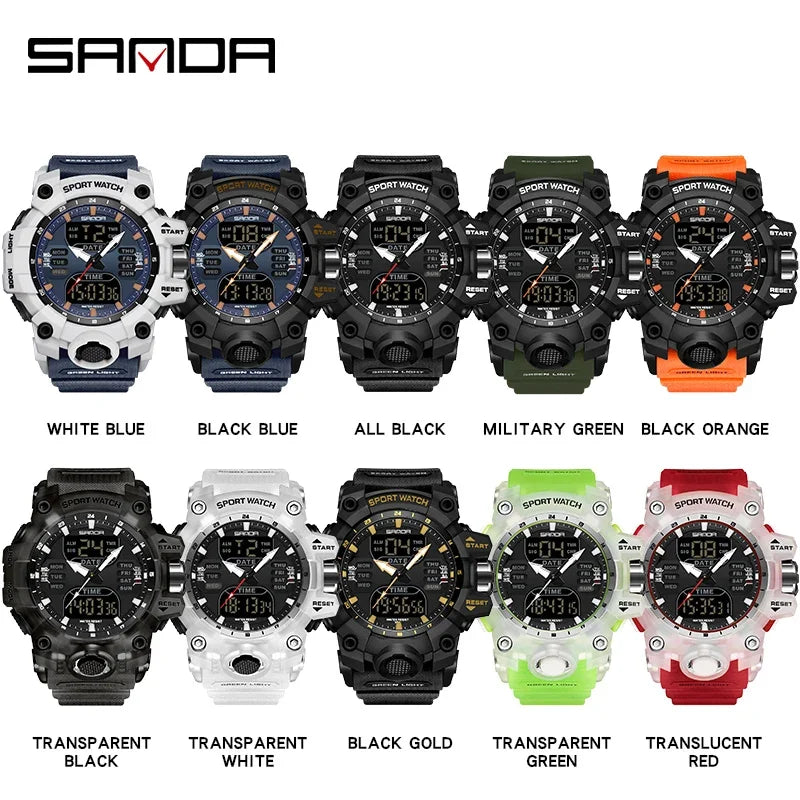 SANDA 6126 Dual Display Men Watches