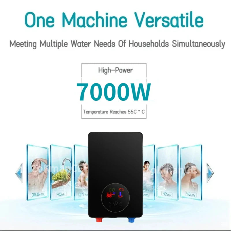 Instant Water Heater 5500-7000W/220V, With LCD Display