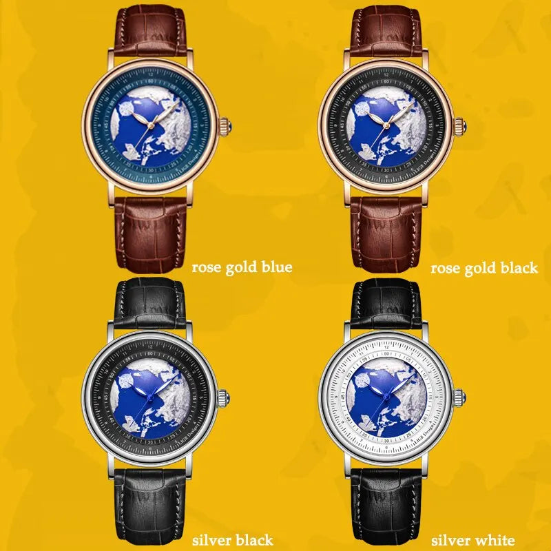 LIGE Mens Watches Fashion Blue Planet Creative