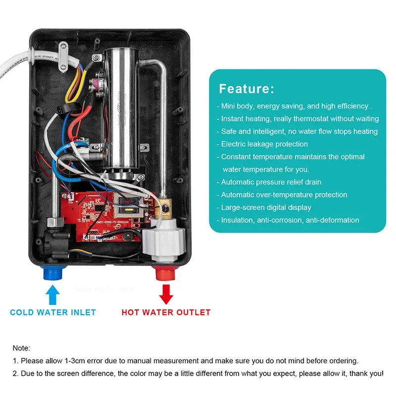 Instant Water Heater 5500-7000W/220V, With LCD Display