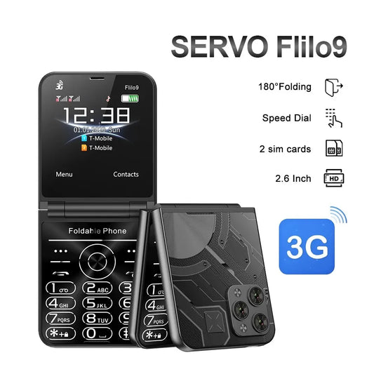 SERVO Flilo9 3G Foldable Cellphone, Daul Sim