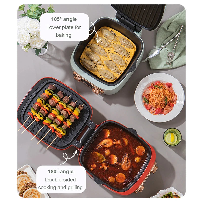 Multifunction Electric Deep Hot Pot Double-sided BBQ Grilling