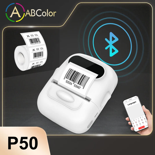 P50 Mini Sticker Printer, Portable Wireless Bluetooth