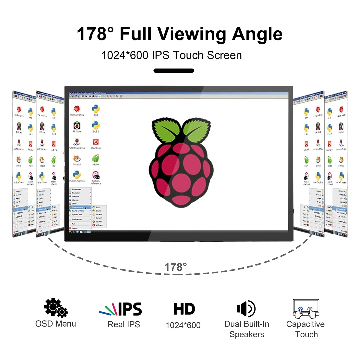 7Inch Raspberry PI Touch Screen, Dual Speakers