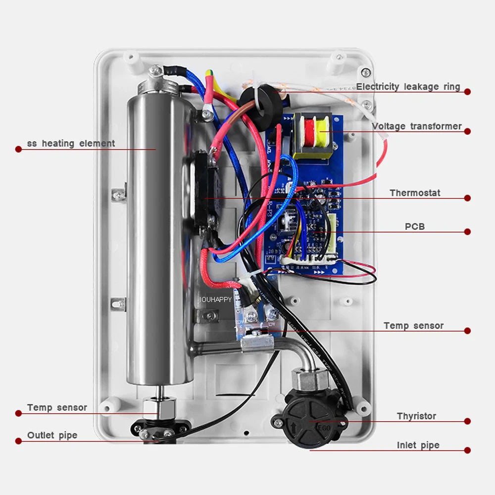 Instant Tankless Electric Water Heater 220V-6000W For Bathroom And Kitchen with LCD Display