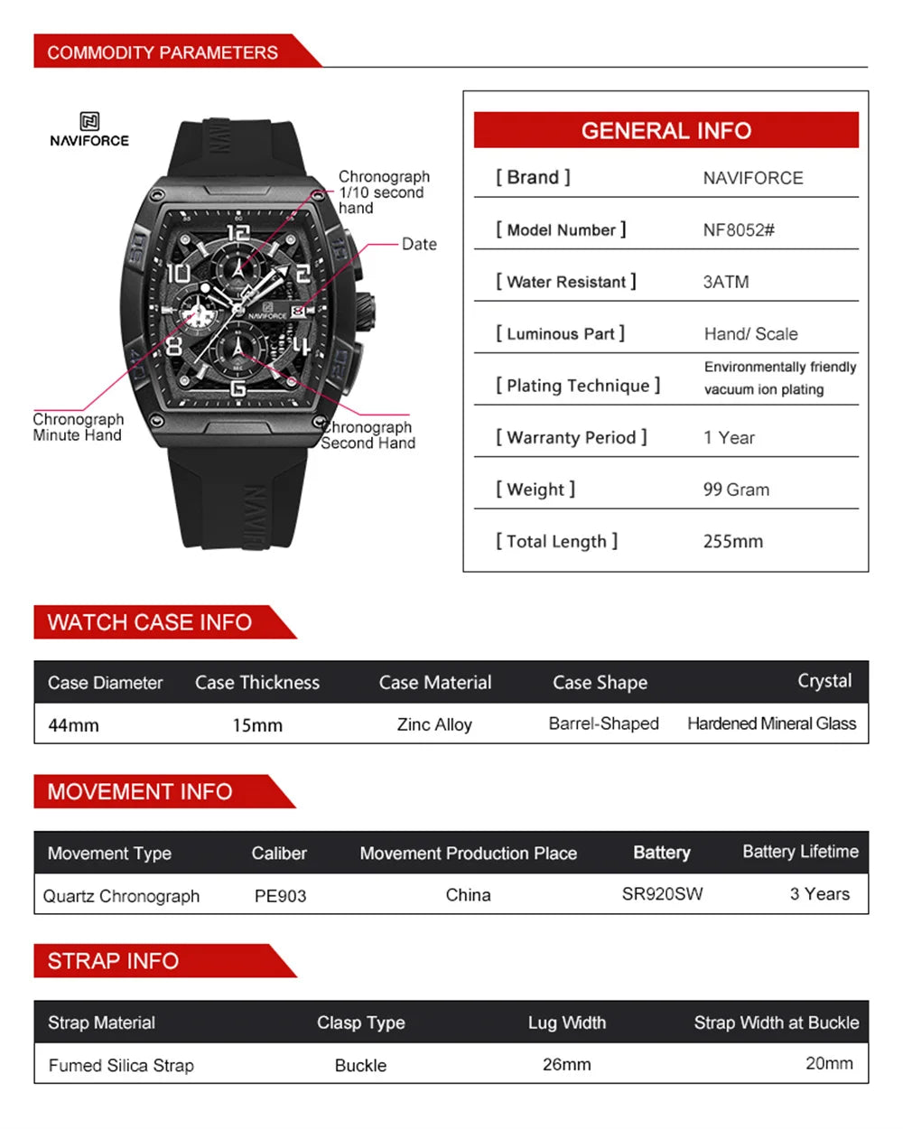 NAVIFORCE Chronograph Men Wristwatches