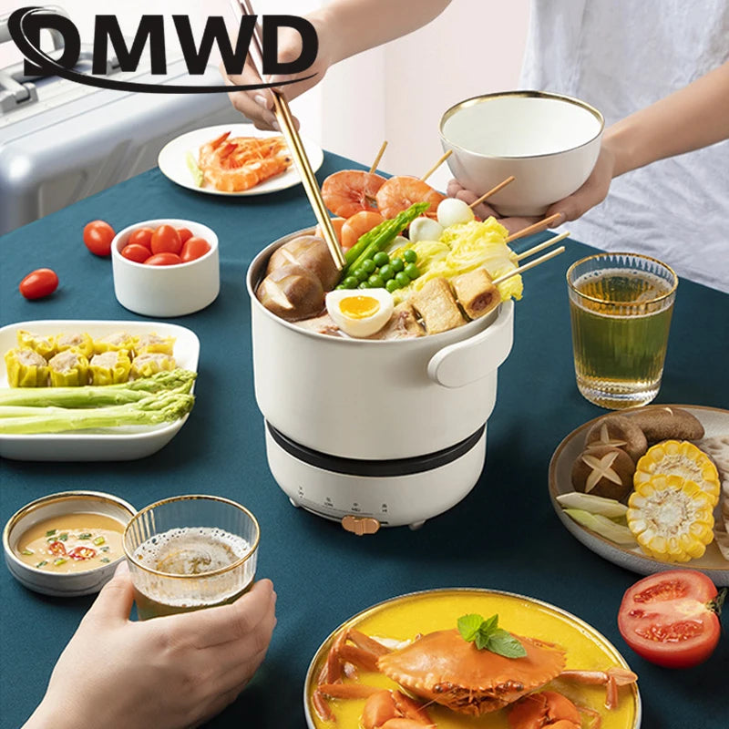 DMWD 220V Multifunction Electric Pot with Folding Handle 1.2L