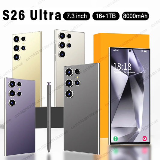 Smartphone S26 Ultra 7.3inch HD, 5G Snapdragon 8Gen3