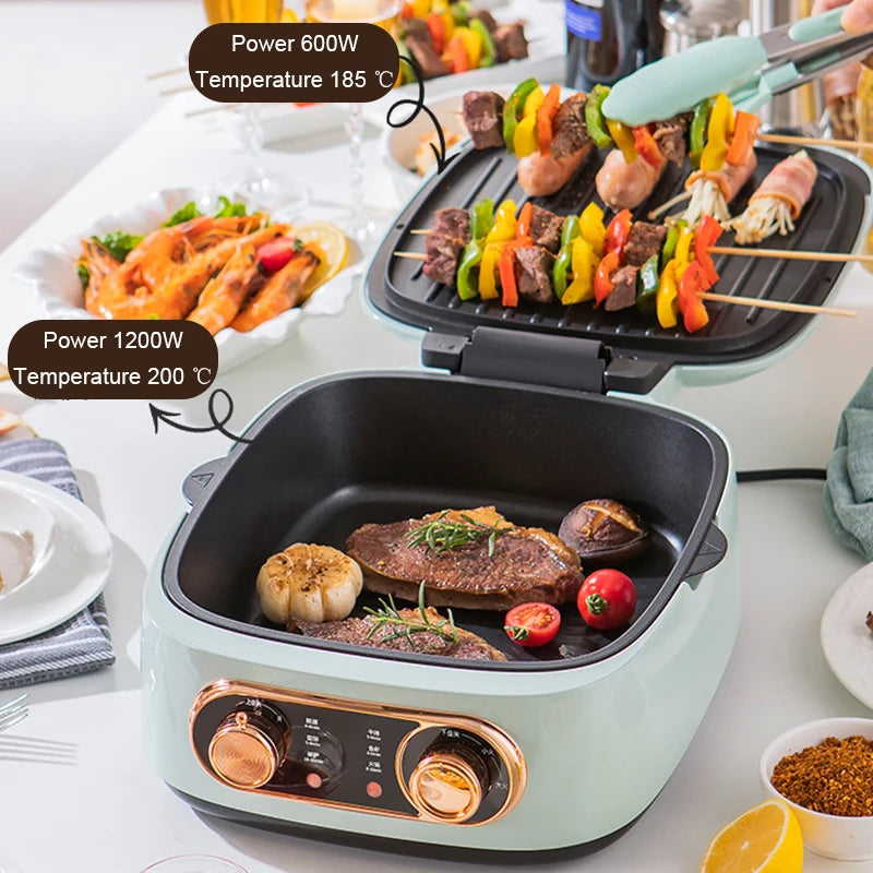 Multifunction Electric Deep Hot Pot Double-sided BBQ Grilling