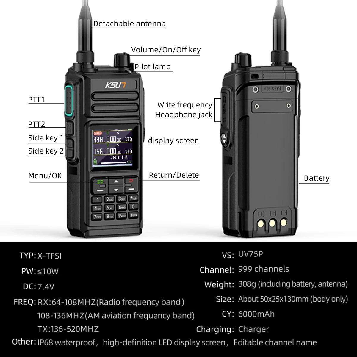 KSUT UV75P 10W Professional Walkie Talkie