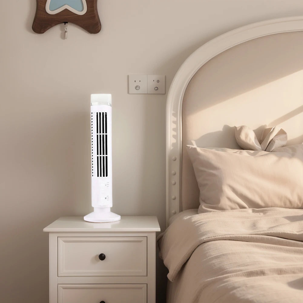 Bladeless Mini Tower Fan with LED Light, 2 Gear Speed