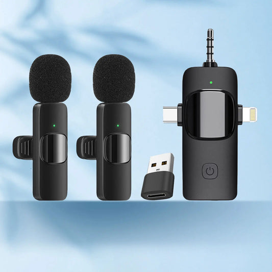 4 in1 Professional Wireless Lavalier Microphone for Smartphones and Computer