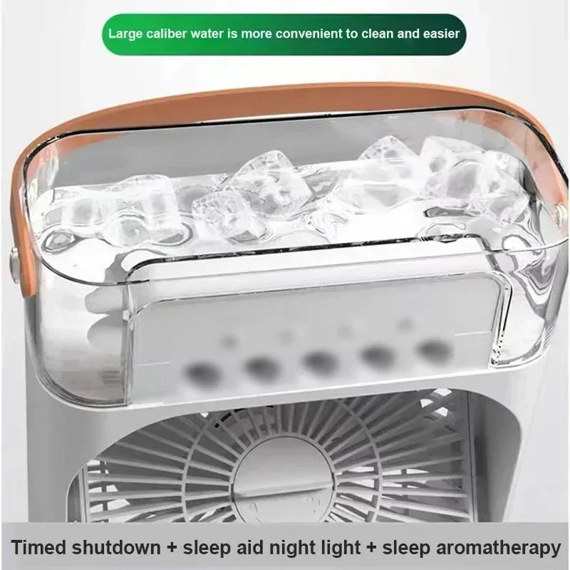 Mini Portable Air Conditioners USB Electric Fan Air Cooler LED Night Light Water Mist Fun 3 In 1 Air Humidifier