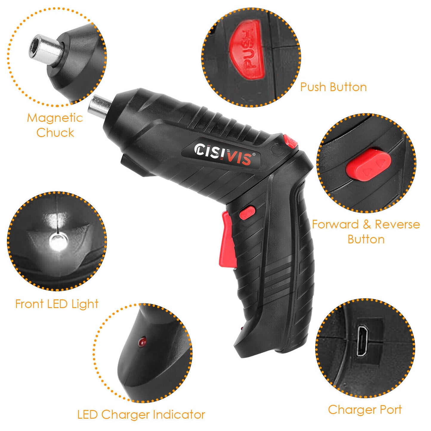 Cordless Electric Screwdriver 47PCS Set, Drill Driver Bits Rechargeable Kit